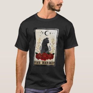 Halloween Black Cat The Hermit Tarot Card Witchcra T-Shirt