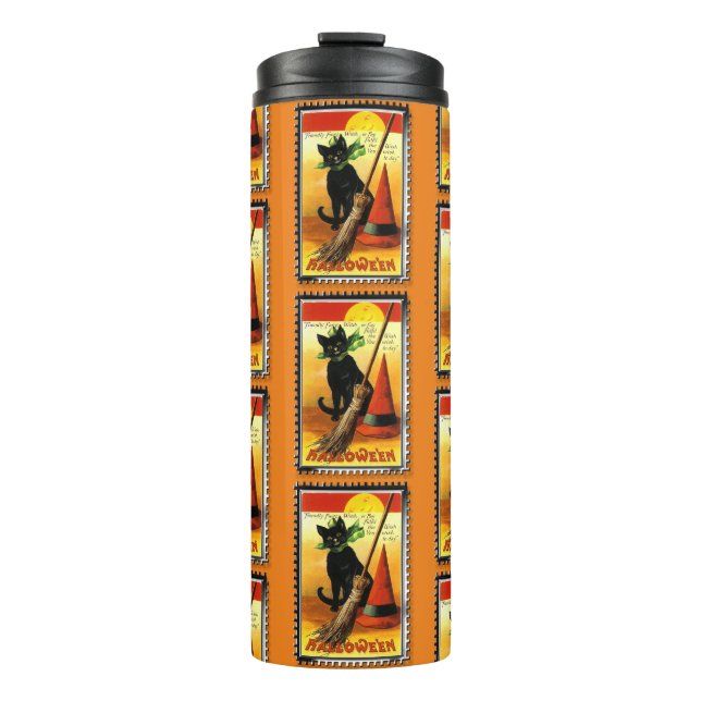 Halloween Black Cat  Thermal Tumbler (Front)