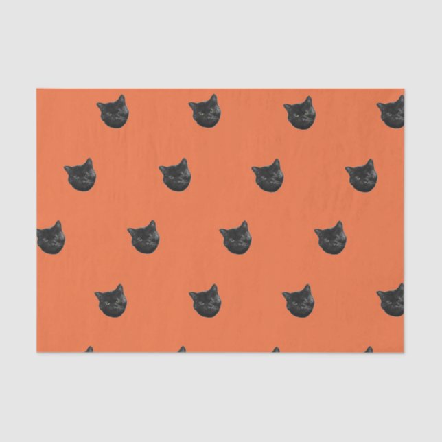 Halloween black cat tissue paper gift bag stuffer  (Front)