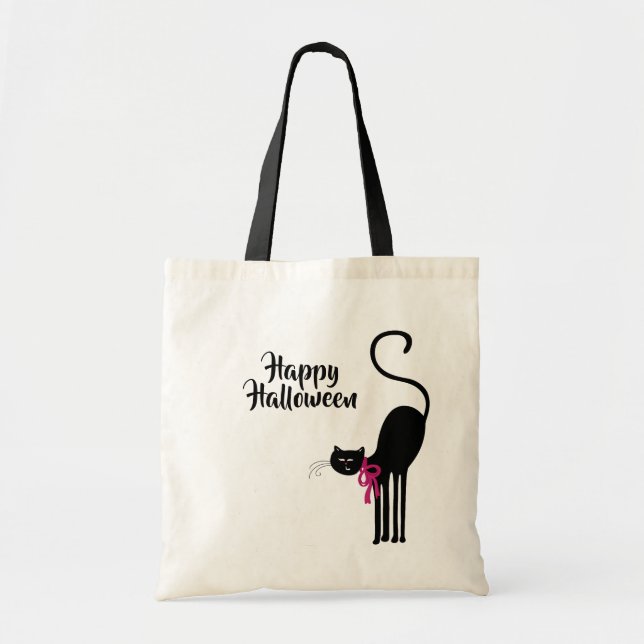 Halloween Black Cat Tote Bag (Front)
