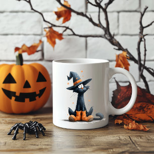 Halloween Black Cat Two-Tone Coffee Mug