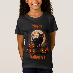 Halloween Black Cat Under the Harvest Moon T-Shirt