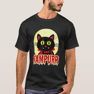 Halloween Black Cat Vampurr Vampire Design T-Shirt