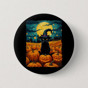 Halloween Black Cat Van Gogh Witch Kawaii Pumpkin 6 Cm Round Badge