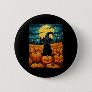 Halloween Black Cat Van Gogh Witch Kawaii Pumpkin 6 Cm Round Badge