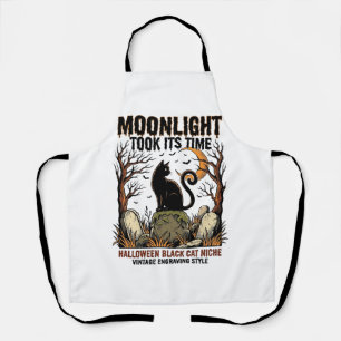 Halloween Black Cat Vintage Graveyard Shirt_1 Apron