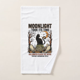 Halloween Black Cat Vintage Graveyard Shirt_1 Hand Towel
