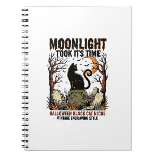 Halloween Black Cat Vintage Graveyard Shirt_1 Notebook