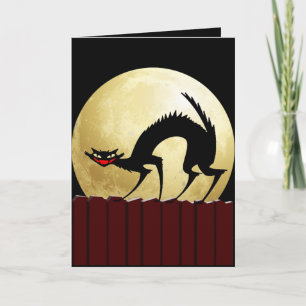 Halloween Black Cat w/Full Moon Card