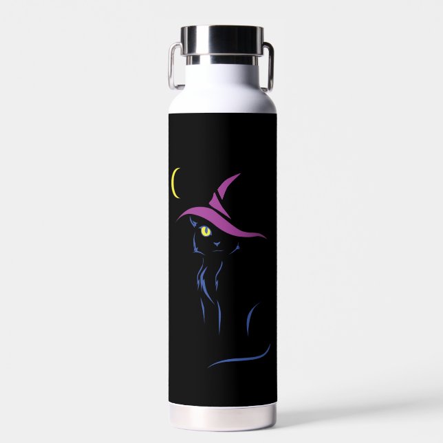 Halloween Black Cat Water Bottle (Front)