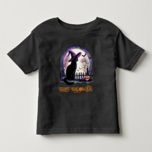 Halloween Black Cat Witch and Bats Toddler T-Shirt