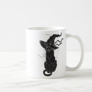 Halloween Black Cat Witch Hat Moon Coffee Mug
