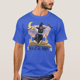 Halloween Black Cat Witch Hat & Moon Magical Vibes T-Shirt