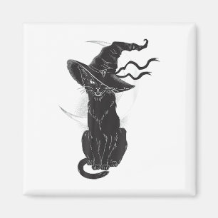 Halloween Black Cat Witch Hat Moon  Magnet
