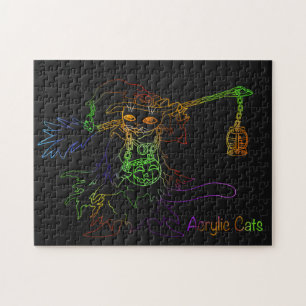 Halloween Black Cat Witch Jigsaw Puzzle