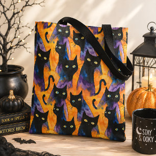 Halloween Black Cat Witchy Spooky Season Tote Bag