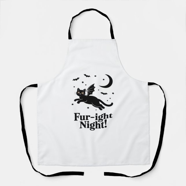 Halloween Black Cat with Bat Wings Graphic Classic Apron (Front)