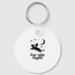 Halloween Black Cat with Bat Wings Graphic Classic Key Ring