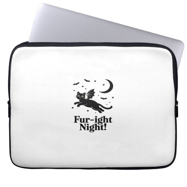 Halloween Black Cat with Bat Wings Graphic Classic Laptop Sleeve (Front)