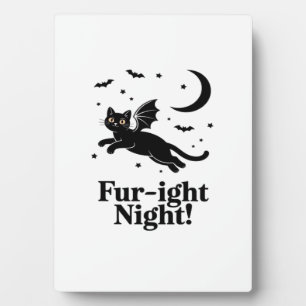 Halloween Black Cat with Bat Wings Graphic Classic Plaque