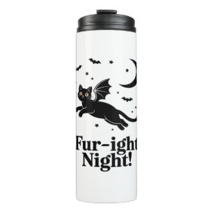 Halloween Black Cat with Bat Wings Graphic Classic Thermal Tumbler
