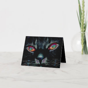 Halloween Black Cat with Fire Eyes Card
