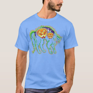 Halloween Black Cat with Pumpkin Scene T-Shirt