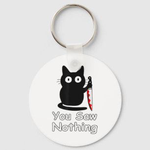 Halloween Black Cat You Saw Nothing Key Ring