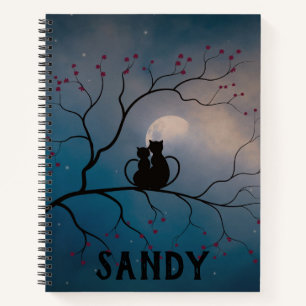 Halloween Black Cats and Moon Notebook