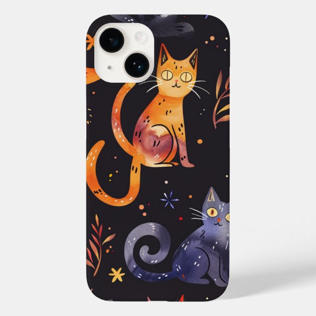 Halloween Black Cats and Moons Funny Witchy Kids Case-Mate iPhone Case (Back)