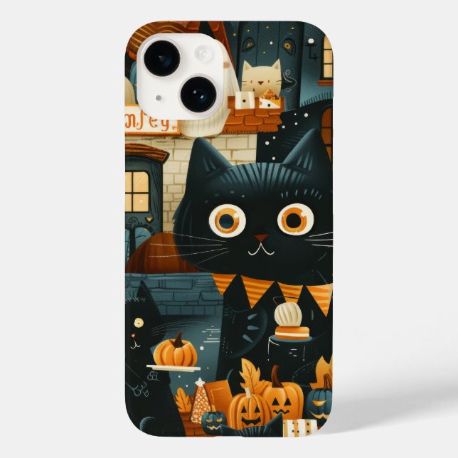 Halloween Black Cats and Moons Funny Witchy Kids Case-Mate iPhone Case (Back)