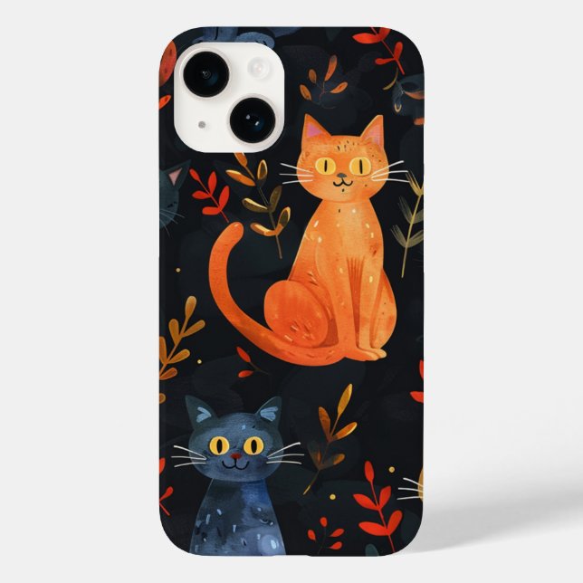 Halloween Black Cats and Moons Funny Witchy Kids Case-Mate iPhone Case (Back)
