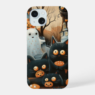 Halloween Black Cats and Moons Funny Witchy Kids iPhone 15 Case