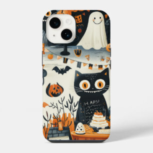 Halloween Black Cats and Moons Funny Witchy Kids iPhone 14 Case