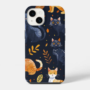 Halloween Black Cats and Moons Funny Witchy Kids iPhone 14 Case