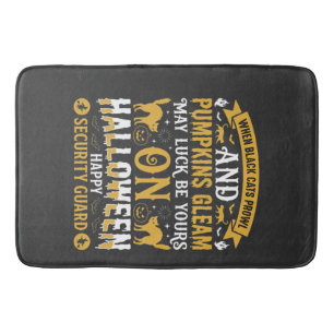 Halloween Black Cats and Pumpkins Security Guard D Bath Mat
