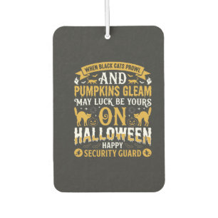 Halloween Black Cats and Pumpkins Security Guard D Car Air Freshener