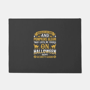 Halloween Black Cats and Pumpkins Security Guard D Doormat