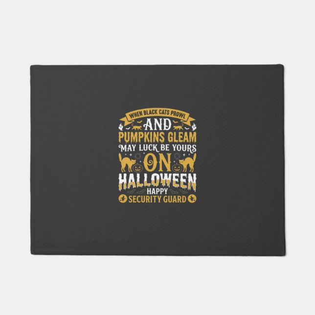 Halloween Black Cats and Pumpkins Security Guard D Doormat (Front)