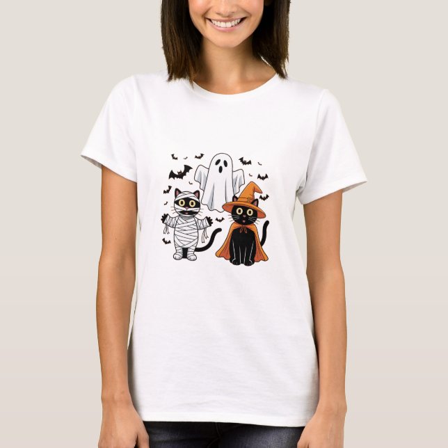 Halloween Black Cats – Cute & Spooky Design T-Shirt (Front)