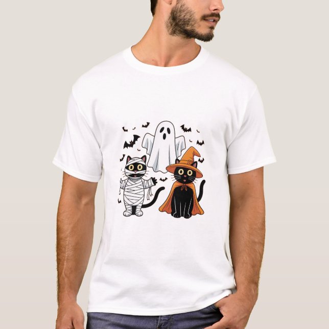 Halloween Black Cats – Cute & Spooky Design T-Shirt (Front)
