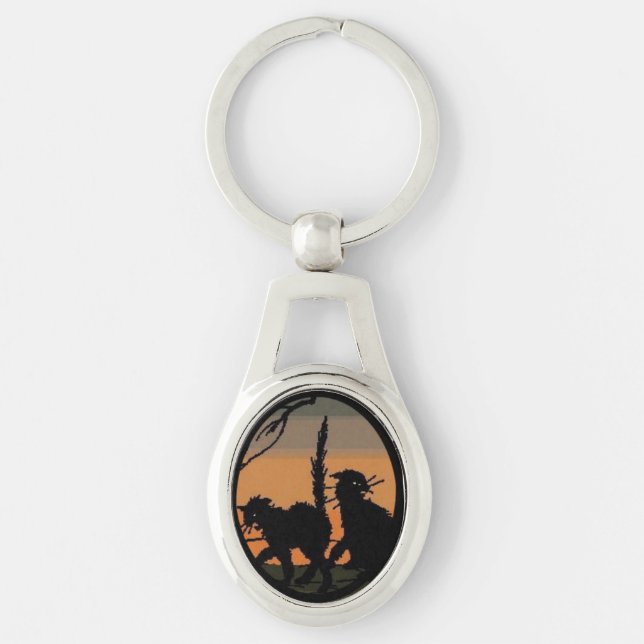 Halloween Black Cats - Key Ring (Front)