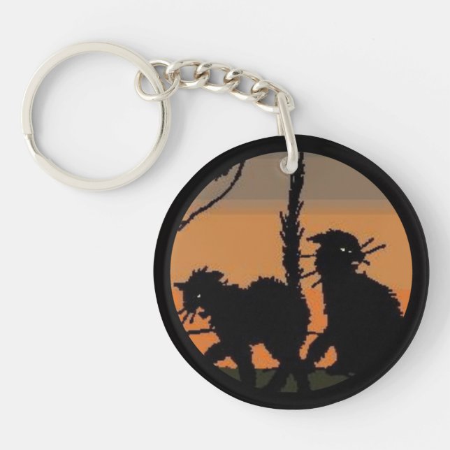 Halloween Black Cats - Key Ring (Front)