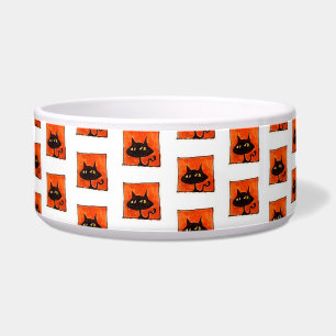 Halloween Black Cats Orange Squares Cartoon Pet