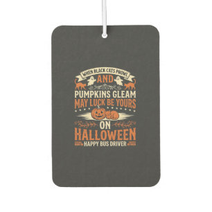 Halloween Black Cats Pumpkin Happy Bus Driver Desi Car Air Freshener