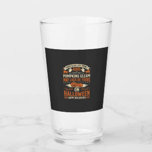 Halloween Black Cats Pumpkin Happy Bus Driver Desi Glass
