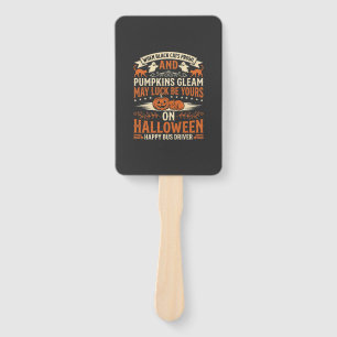 Halloween Black Cats Pumpkin Happy Bus Driver Desi Hand Fan