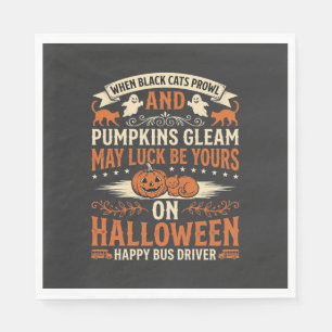 Halloween Black Cats Pumpkin Happy Bus Driver Desi Napkin