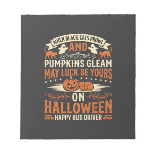 Halloween Black Cats Pumpkin Happy Bus Driver Desi Notepad