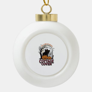 Halloween Black Cats Vintage Coven Pumpkin Art_1 Ceramic Ball Christmas Ornament